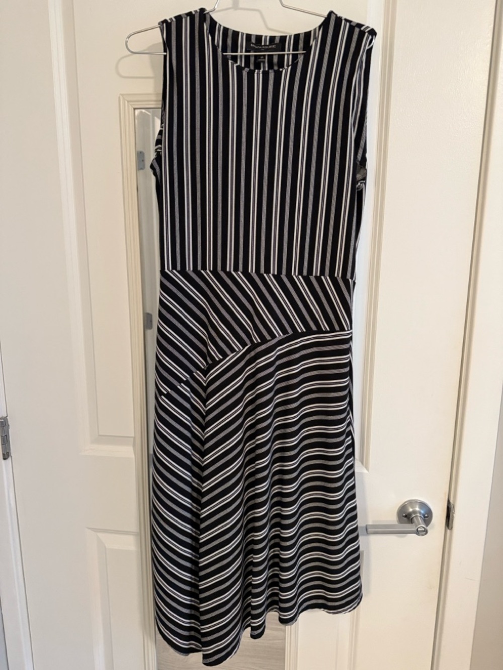 Banana Republic Black and White Sleeveless Striped Midi Dress